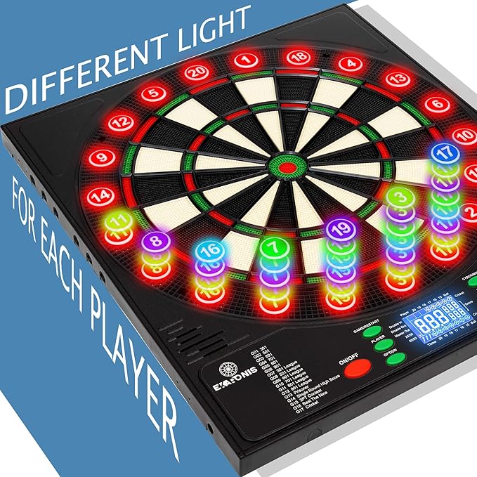 Electronic Dartboard 34 Games 355 Variations with 12 Darts Illuminated Dartboard Dart Storage for 12 Darts