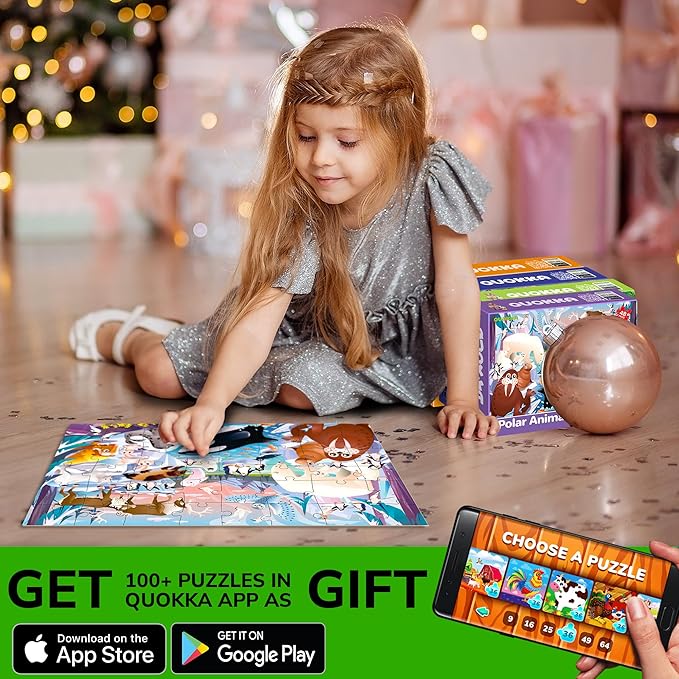 QUOKKA Puzzles for Toddlers 4-6 – 4 x 48 Pieces Jigsaw Puzzles for Kids Ages 3-5 – Learning Farm Animals for 2-4 – Jigsaw Game for Boy and Girl 3-5-7 Year Old