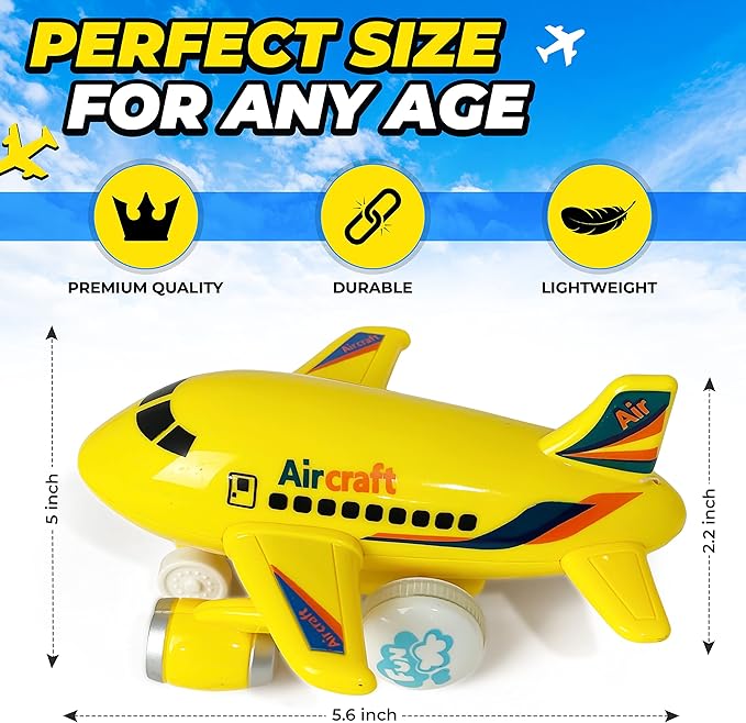 KIDSTHRILL Kids Airplane Toy for Boys & Girls. Set of Three Toy Airplanes with Flashing Lights, Music & Airplane Sound, Push and Go Toy Plane Gift Toys for Toddler Boys 2 3 4 5 6 7 Years Old & up