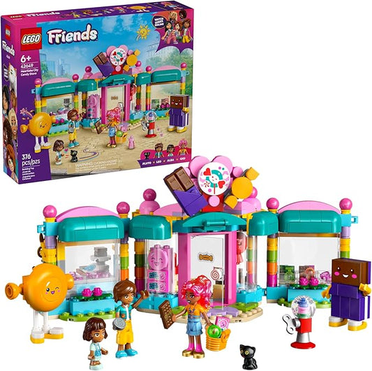 LEGO Friends Heartlake City Candy Store Building Toy - Pretend Play Set for Kids, Girls and Boys, Ages 6+ - Gift for Birthdays - with 2 Minidolls, a Micro-Doll, and a Cat Figure - 42649
