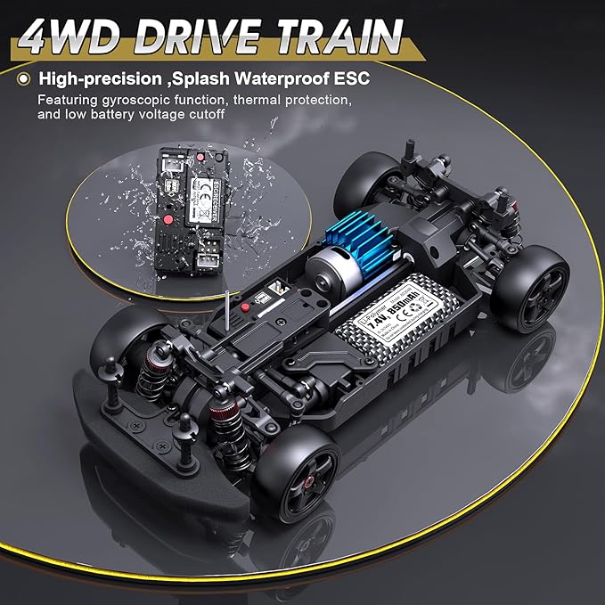 HAIBOXING 1/18 Scale RC Cars 2196 Drift RC Car 28 KM/H High Speed with Gyro, 2.4 Ghz Electric Vehicle RTR 4X4 Remote Control Cars Drifting Race Toys for Adults Boys Girls Kids Gifts with Two Batteries