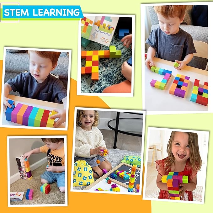 Magnetic Building Blocks for Kids 48PCS STEM Montessori Magnet Cubes in Bright Colors Educational Construction Toy Set Boys Girls Ages 3-9