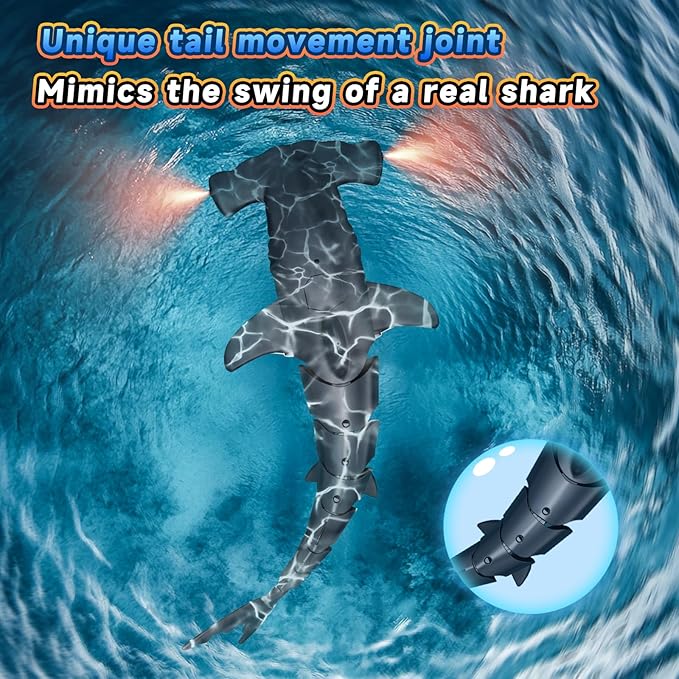 Remote Control Shark Toys High Simulation, Summer Water Toys for Kids, Ideal Gifts for Boys Ages 6+, Party Fun Games for Pool & Bath (Gray)