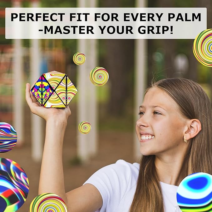 SHASHIBO Shape Shifting Box - STEM Magnetic Fidget Cube That Transforms Into Over 70 Shapes, Download Fun in Motion Toys Mobile App (Technicolor)