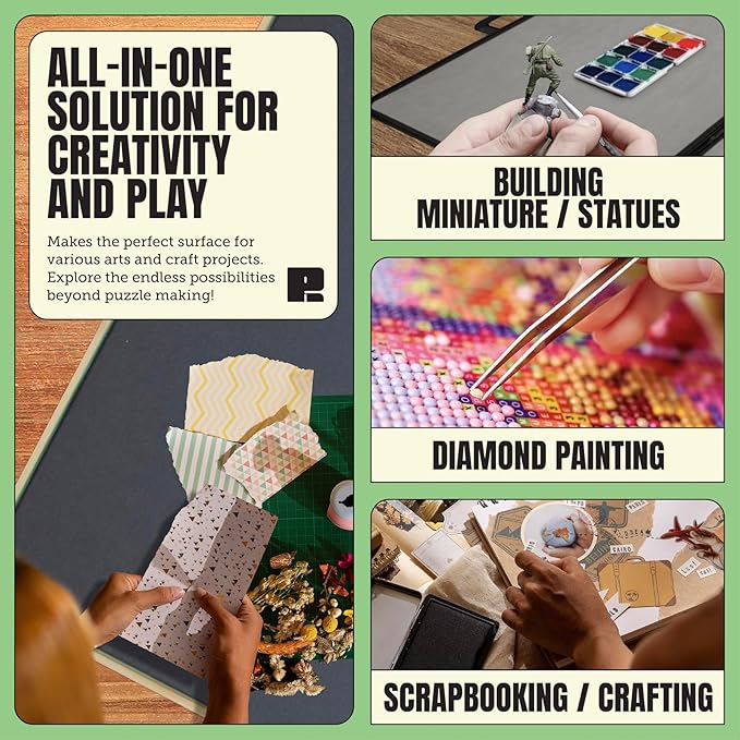 Puzzle Ready Puzzle Board with Drawers & Cover Mat - 1500-Piece Wooden Jigsaw Table - 37" X 28" Portable Board with Lazy Susan for Puzzlers - Colorful Puzzle Table Trays for Sorting