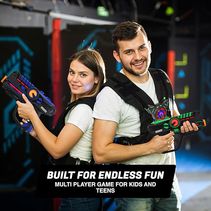 ArmoGear Laser Tag Guns with Vests Set of 4 - Multiplayer Outdoor Games for Kids and Adults - Kids Toys for Indoor/Outdoor Fun - Toy Guns for Boys and Girls - Family Game Set - Ideal Gift for Ages 8+