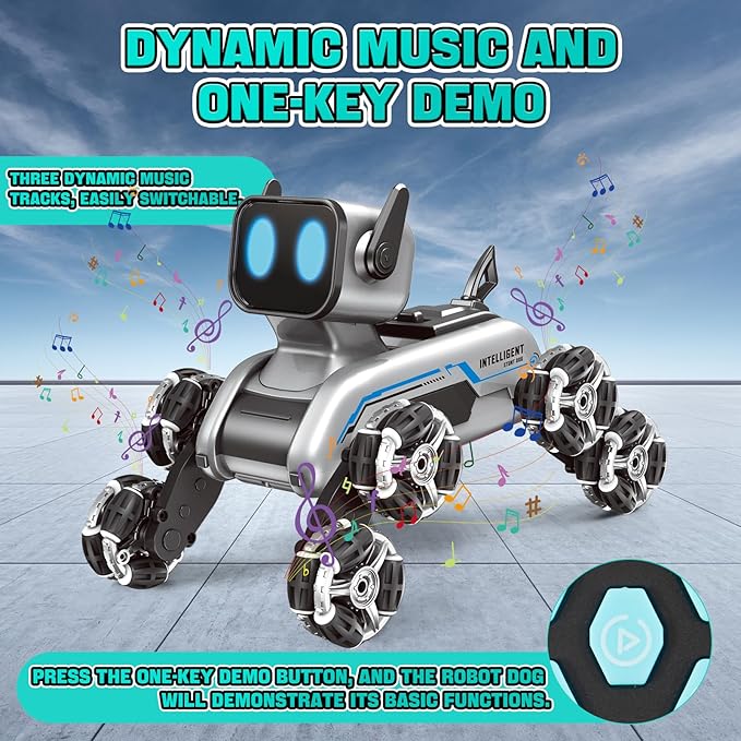Remote Control Robot Dog Toy for Kids,2.4Ghz 8WD Gesture Sensing Stunt Rc Cars with Music & Light,Children Birthday Gift for 6 7 8 9 10 11 12 Years Old Boys