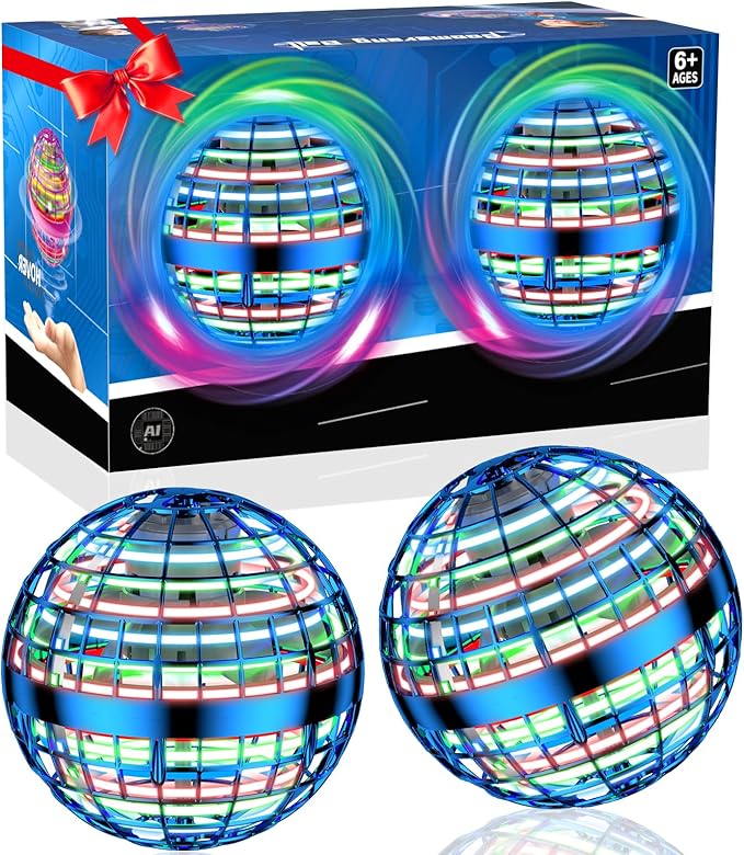 2PCS Flying Orb Ball Toys 2025, Uique Gift Hand Controlled Boomerang Hover Ball, Mini Drone Cosmic Globe Fidget Spinning Kids Adults Outdoor Fly Toy Birthday for Boys Girls Teens
