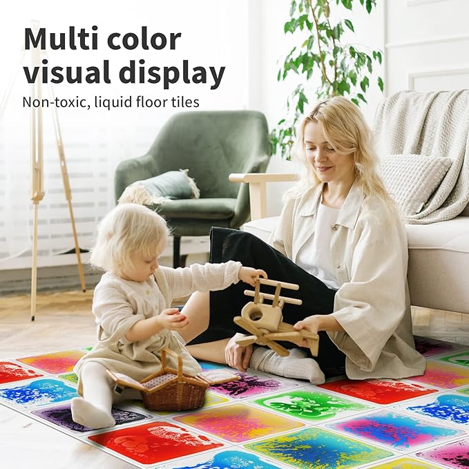 Art3d Liquid Fusion Activity Play Mat for Kids, Pack of 9 Tiles 12" X 12", Multi-Color