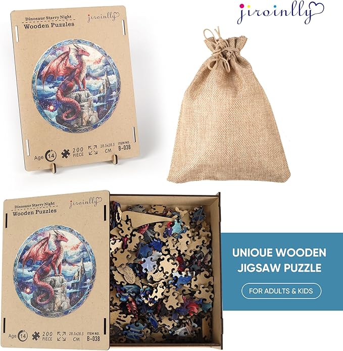 Unique Wooden Puzzle for Adults, Dragon Jigsaw Puzzles 500 Piece, Luxurious Shapes Family Reunion Puzzle for Adults and Kids, Beautiful Package, Best Gift for Family Friends Royal 16.5x16.5in