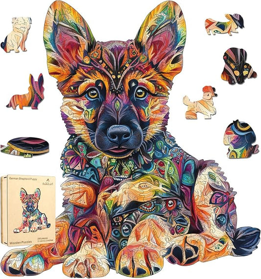 German Shepherd Puzzle for Adults and Kids,500 Pieces Unique Shaped Puggy Jigsaw Puzzles for Kids and Adults,Best Gifts for Puzzle Lovers and Famliy Games,18.42x17.3 Inches