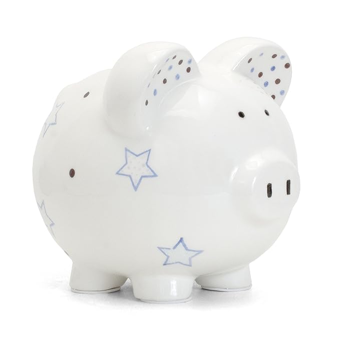 Child to Cherish Ceramic Piggy Bank for Boys, Blue Star
