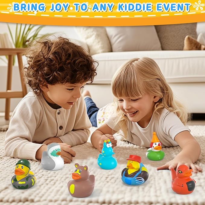 AOT 300 Pcs Multicolor Rubber Ducks, Jeep Ducks for Ducking, Mini Rubber Duckies for Toddler Kids Bath Toys, Pool Toys, Duck Gifts for Birthday Parties