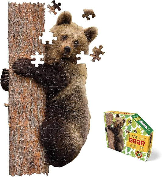 Madd Capp Puzzles Jr. - I AM Lil’ Bear - 100 Pieces - Animal Shaped Jigsaw Puzzle