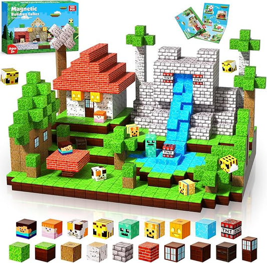 Magnetic Blocks - 150 PCS Build Magnetic Windmill Falls Homes - Magnetics Toys for Montessori Toddler Christmas Birthday Gifts - STEM Sensory Toys for 3 4 5 6 7 8 9 10 Year Old Boys & Girls