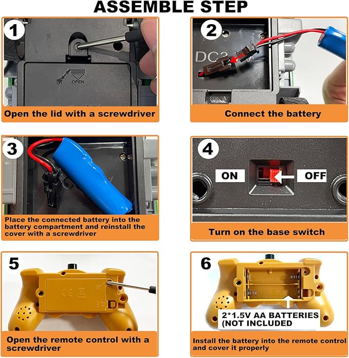 Remote Control Construction Vehicle Toy, 6 Channel RC Dump Truck with 2 Rechargeable Batteries, 1/24 Scale, Birthday Gift Idea for Boys 3-8 Years