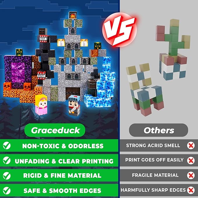 Magnetic Blocks - 150 PCS Build Magnetic Dark Castle Sword Domain World - Magnetics Construction Cube Toys - STEM Montessori Sensory Toys for Toddlers 6 7 8 9 10 Year Old Boys & Girls