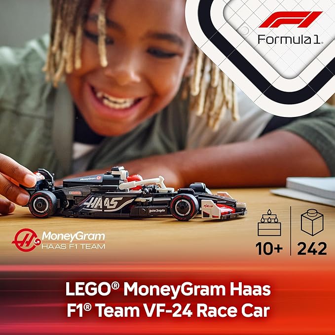 LEGO Speed Champions MoneyGram Haas F1 Team VF-24 Race Car Toy - Building Set for Kids, Boys & Girls, Ages 10+ - Toy Car for F1 Fans - Gift Idea for Birthday - 77250