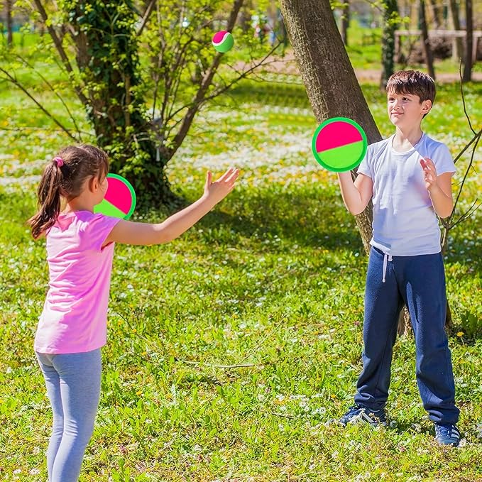 Outside Toys for Kids Ages 4-8 - Toss and Catch Ball Set, Kids Outdoor Games Yard Games for Kids and Adults with 6 Paddles and 3 Balls Toys for 3 4 5 6 7 8 Year Old Boys Girls Birthday