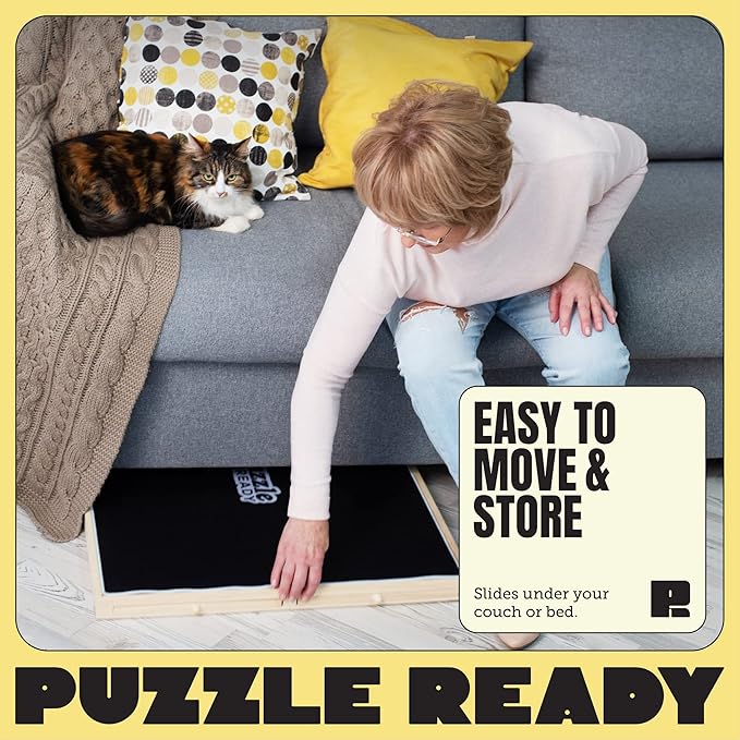 Puzzle Ready Puzzle Board with Drawers & Cover - 1000 Pieces Wooden Jigsaw Puzzle Table Mat with Lazy Susan Spinning Cover & Colorful Sorting Trays for Family - 24”x 30”