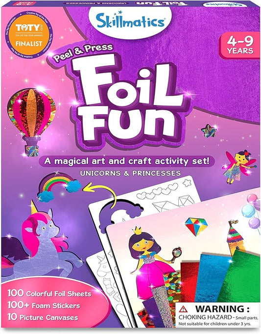 Skillmatics Foil Fun - Unicorns & Princesses, No Mess Art for Kids, Craft Kits & Supplies, DIY Creative Activity, Travel Toys, Gifts for Ages 4, 5, 6, 7, 8, 9