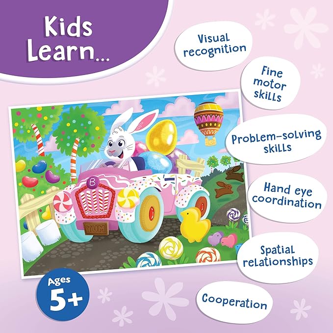 Peaceable Kingdom Easter Bunny Scratch and Sniff Puzzle with Easter Candy Scented Pieces - 76 Piece Jigsaw Puzzle Easter Gift for 5 Year Olds and up