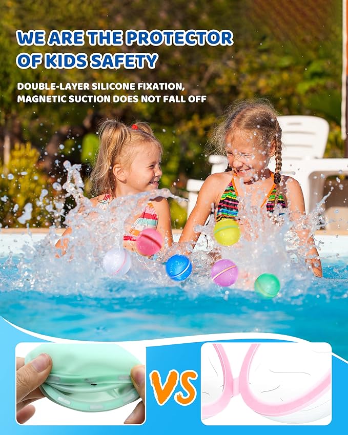 SOPPYCID Water Balloons Reusable, Latex-Free Silicone Water Splash Bombs Quick Fill, Summer Water Toys for Kids Adults Outside Pool Party Games (Cream 15PCS)