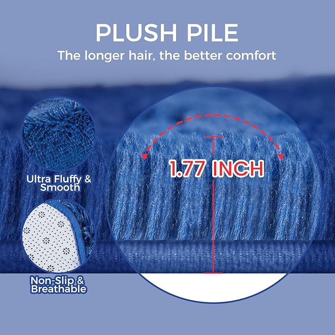 Ultra Soft Rug for Living Room,Blue Fluffy Shag Area Rug for Bedroom, Modern Shaggy Carpets Fuzzy Rug for Kids Boys Girls Dorm Nursery Home Decor Aesthetic, Upgrade Anti-Skid Durable, 3X4