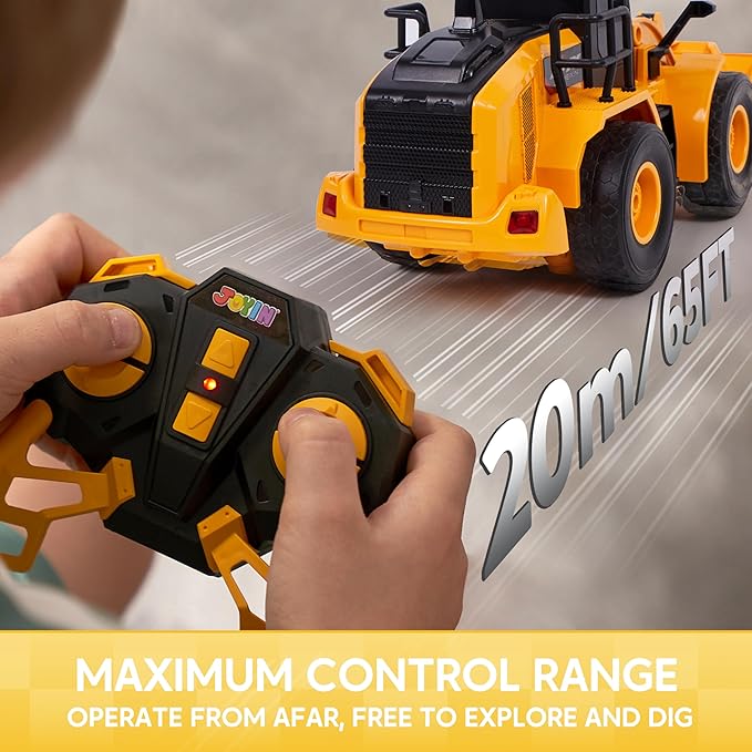 JOYIN Remote Control Construction Toys, 2.4Ghz RC Play Truck with Light, Front Loader Toys for Boys 3-5 4-7 8-12 Year Old Kids, Christmas Birthday Gift
