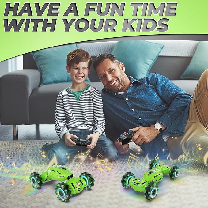Dysaim Gesture RC Car, Gesture Sensing RC Stunt Car Toys for Kids 6-12 yr, 2.4GHz 4WD Hand Remote Control with Lights Music, Off-Road 360° Rotation Drift for Birthday Toy Gifts