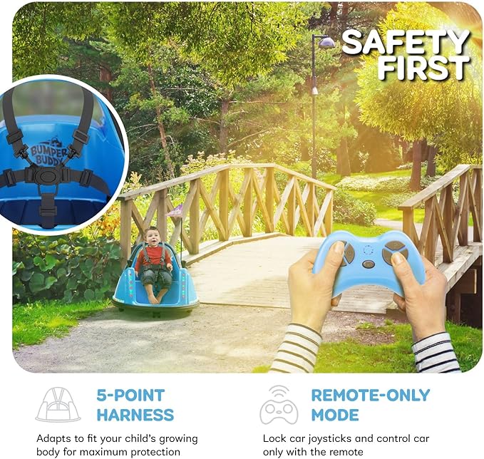 Bumper Buddy Ride On Electric Car for Kids & Toddlers, 12V 2-Speed, Ages 1 2 3 4 5 Year Old Boys - Remote Control, Baby Boy Riding Bumping Toy Gifts Cars, Toys Gift Toddler 12-18 Months Age Kid