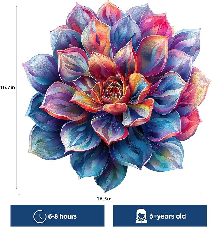 Wooden Puzzles for Adult 500 Piece, Flower Succulent Puzzle for Girls and Women, Challenging Puzzle, Luxurious Shaped Wooden Puzzles for Adults, Family Game Medium 16.9 x 16.3in
