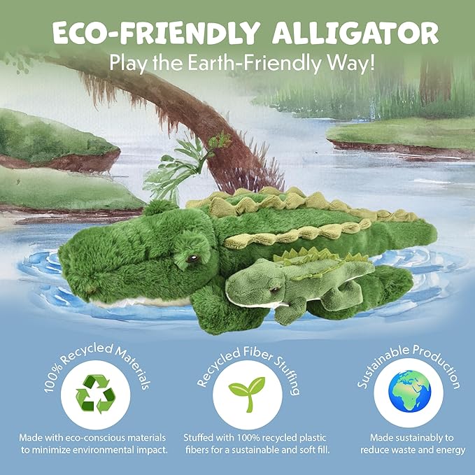 Mom and Baby Stuffed Animals for Boys & Girls, Safari Baby Shower Decorations, Nursery Decor, Zoo Animals for Toddlers, Quality Realistic Toy for Kids, Cute, Soft, Huggable, Squeezable (23" Alligator)