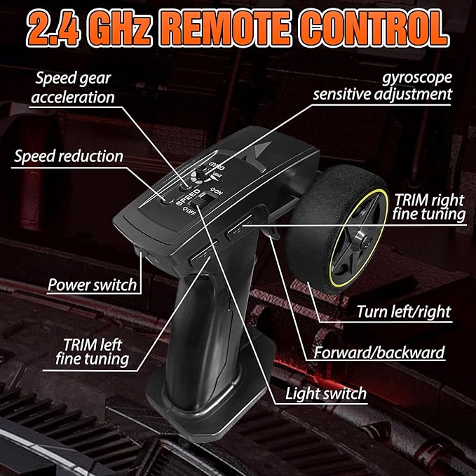 RC Drift Car, 1/43 Mini RC Drift Car with Gyroscope, 2.4GHz Full Proportional Remote Control Cars, 4WD High Speed Racing with Lights, Racing Tires, Model Cars Gift for Adults, Kids, Boys, Girls