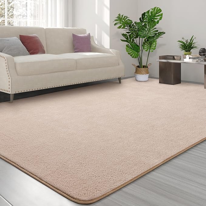 FlyDOIT Area Rugs for Bedroom Living Room, 6x9 Ivory Super Soft Comfy Thickened Memory-Foam Indoor Carpets, Modern Aesthetic Minimalist Carpet for Boys Girls Adults Apartment Nursery Home Décor