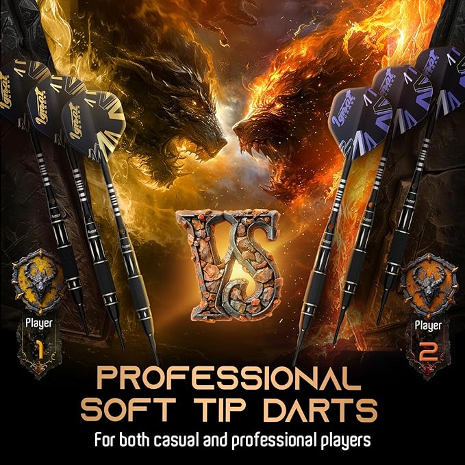 IgnatGames Darts Plastic Tip Sets - 6/12 Pack Soft Tip Darts for Electronic Dartboard with Brass Barels and Aluminum Shafts - 100 Extra Tips and 16 Flights, Wrench & Innovative Case