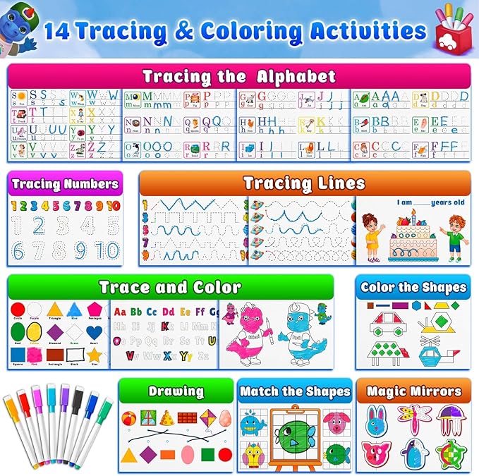 Curious 2 Learn Montessori pre-Assembled Busy Book for Toddlers Ages 3 and Up, Pre K Preschool Learning Activities Book - Autism Sensory Learning & Education Toys Kindergarten Workbook (Blue)