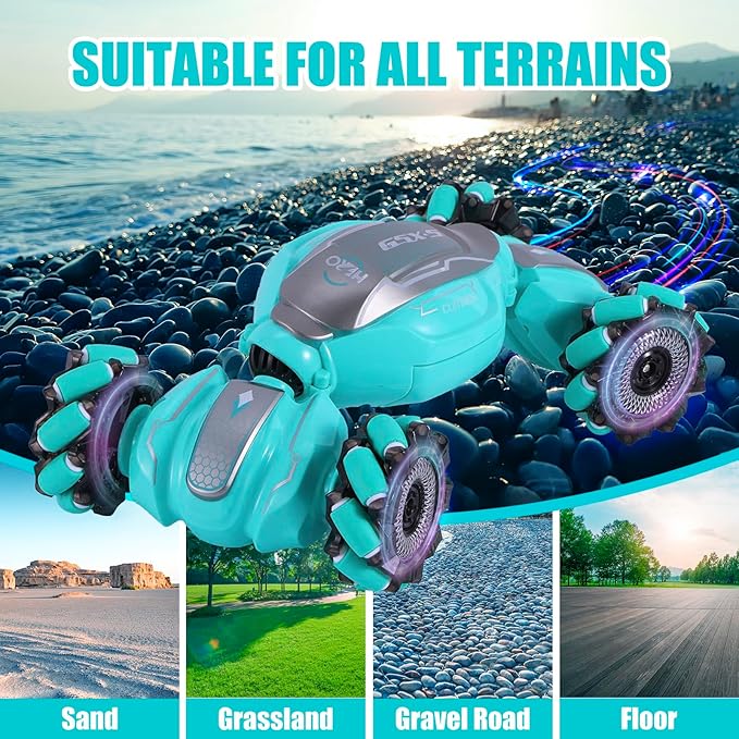 Gesture RC Car 4WD Gesture Sensing RC Stunt Car with Lights Music Remote Controll Transformed Vehicle 360° Rotation Drift Hand Controlled Remote Control Twist Cars