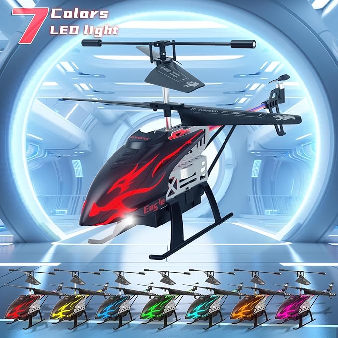 Remote Control Helicopter for Kids with 30-Minute Flight Time, LED Light Effects, Altitude Hold, One-Key Takeoff/Landing, for Boys and Girls Ages 6+, Perfect Christmas and Birthday Gifts