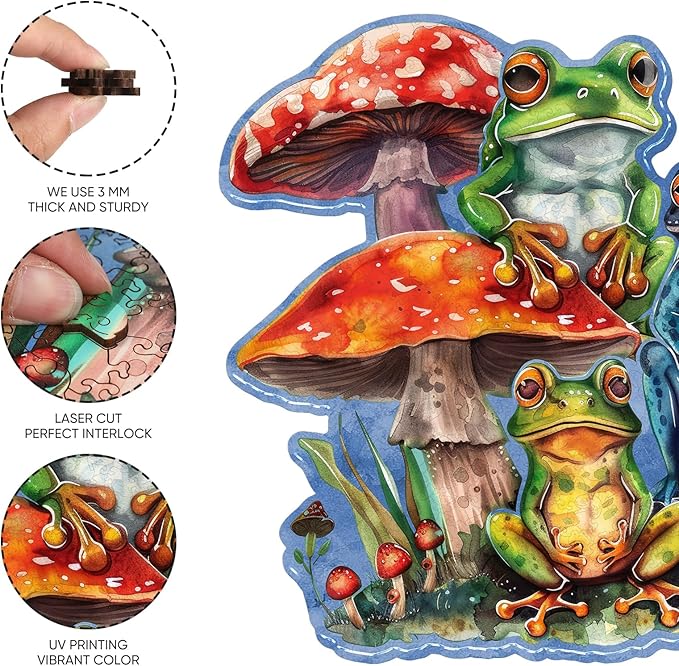 Wooden Puzzle for Adults- Frog Brothers Jigsaw Puzzles 500 Piece, Royal, 17.16 in Unique Shaped Animal Wooden Challenging Puzzles Gifts for Adults, Christmas Puzzles Birthday Gifts Family Games