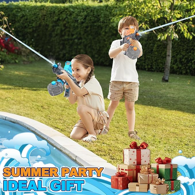 2 Pack Electric Water Guns for Adults Kids Automatic Squirt Water Gun High Capacity Water Gun Ultimate Battle Powerful Water Blaster Up To 33 FT Long Range Summer Outdoor Beach Swimming Pool Water Toy