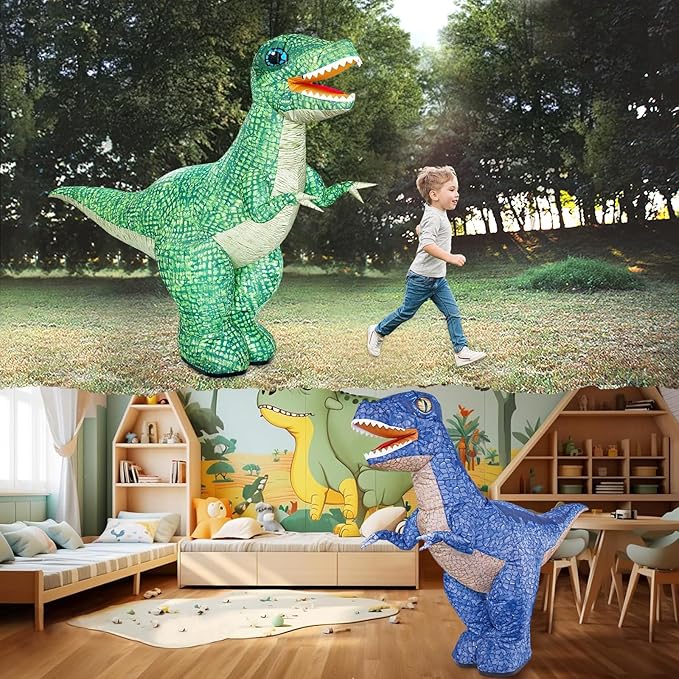 Dinosaur Inflatable Remote Control Toy for Kids, Electric Dinosaur Toy with 360°Rotation, Rechargeable T-Rex RC Walking Car for Boys & Girls, Christmas Birthday Gifts for Kids Age 6-12