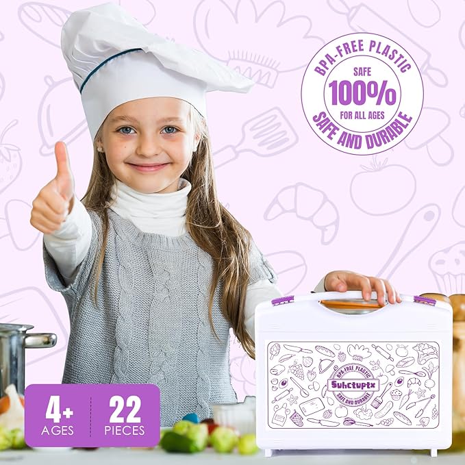 Kids Cooking Sets Real, Kids Cooking and Baking Set with Storage Case Kid Safe Knives Cutting Board Apron Cookbook Toddler Cooking Utensils, Montessori Kitchen Tools, Birthday Gifts for Girls Boys
