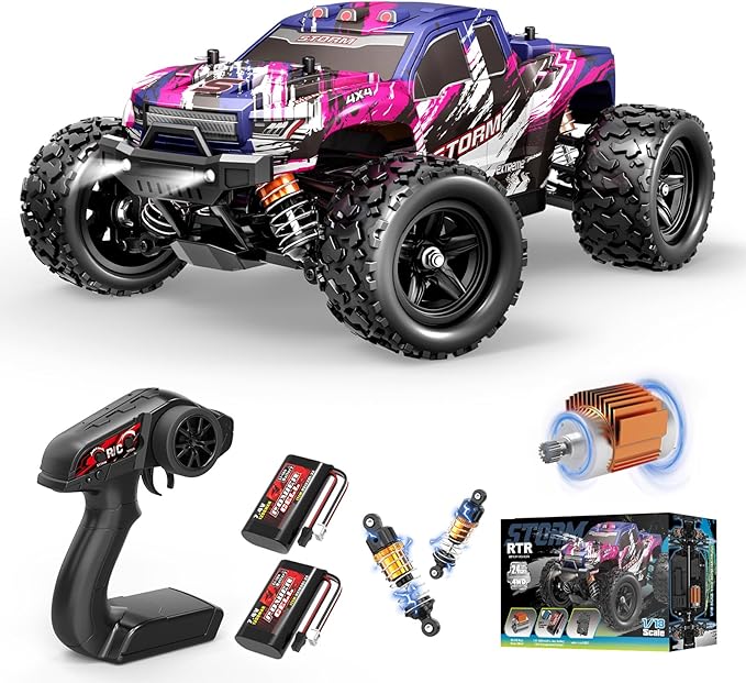 1:18 Entry-Level RC Cars for Adults & Boys, Off-Road RC Truck 40 km/h, Carros de Control Remoto 4x4 with 2 Batteries, Fast Remote Control Car for Adults