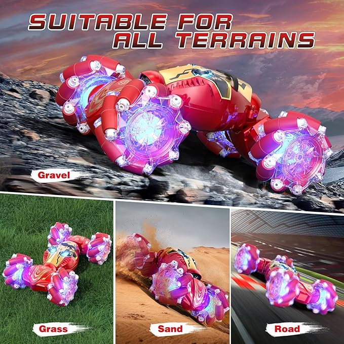 Remote Control Car Gesture Sensing RC Stunt Car Toys for Kids Age 3-12 with Eyes Spray & Light & Music, 2.4GHz 4WD Drift Hand Controlled RC Cars Off road for Rotating, Birthday Gift for Boys Girls