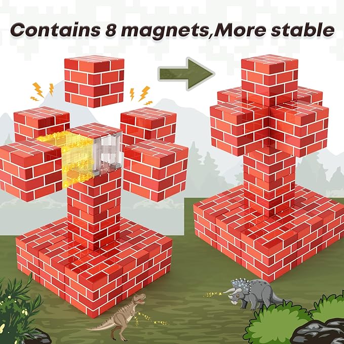 Magnetic Blocks-Build Mine Magnet World Brick Edition, Magnetic Toys for Boys & Girls Age 3-4 4-5 6-8, STEM Montessori Sensory Toys for Toddlers Gifts for 3+ Years Old Girls Boys