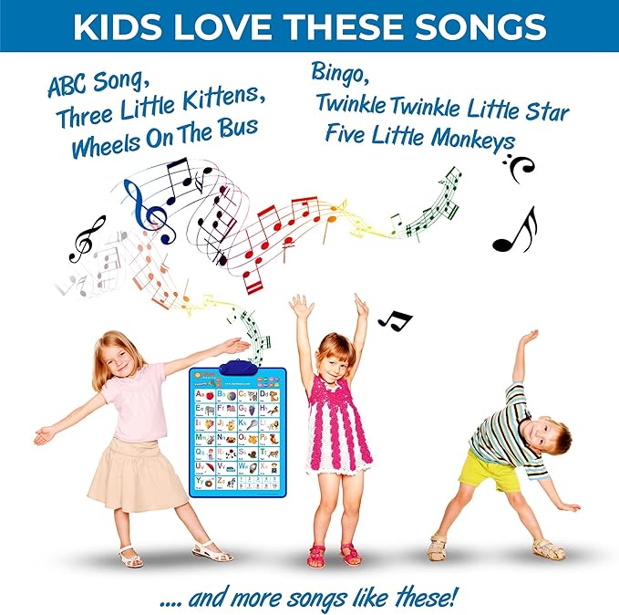 Just Smarty Interactive Alphabet Wall Chart | Talking ABCs & 123s Music Poster with Interactive Light | Toddler Alphabet Learning | Best Educational Gift for Boys & Girls Ages 2 3 4 5 | Letter Sounds