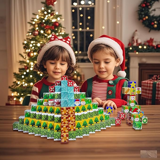 100pcs Magnetic Blocks, Mine World Building Blocks Craft Cubes for Kids 3+, Boys and Girls - 0.8IN Puzzles Toys