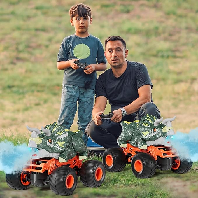 2.4GHz Remote Control Dinosaur Car Toys Gifts for 3 4 5 6 Year Old Boys Kids, Remote Control Dinosaur Car Trucks Toys for Kids Boys 3-5 4-7 8-12, Dinosaur Toys for 3 4 5 Year Old Boys