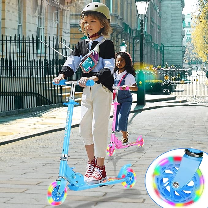 TENBOOM Scooter Toys for Kids Ages 6-12/3-5, Christmas Birthday Gifts for Girls Boys, Easy Folding Kids Scooter with 3 Levels Adjustable Handlebar